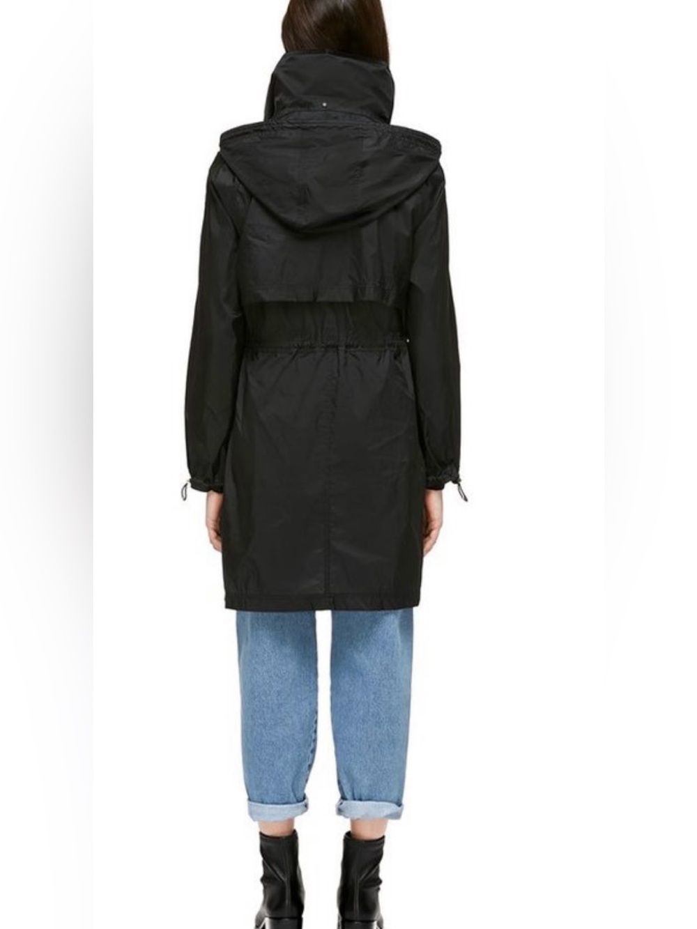 Mackage Ellia Anorak Coat Parka Packable Black Windbreaker Hidden Hood - Picture 3 of 15